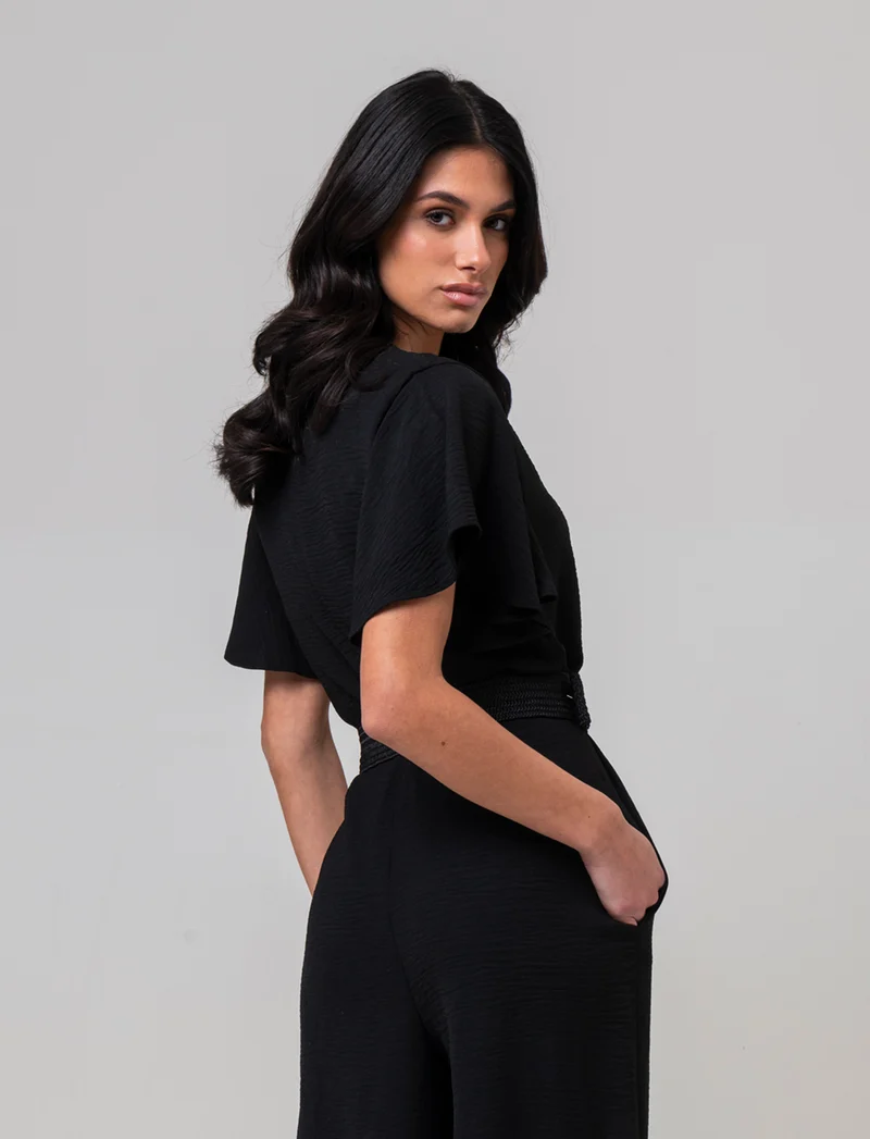 Tuta con cintura da donna - Nero