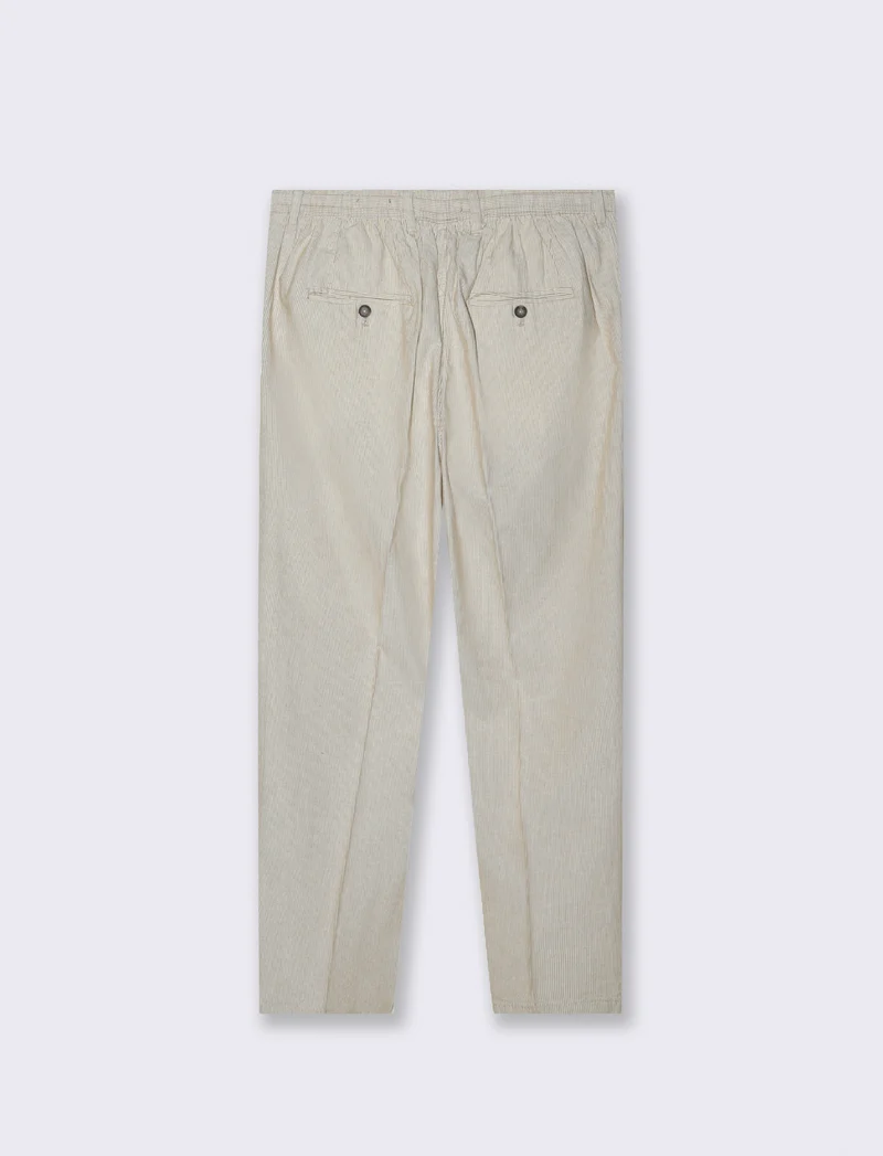 Pantaloni chino jogger misto lino a righe da uomo - Beige