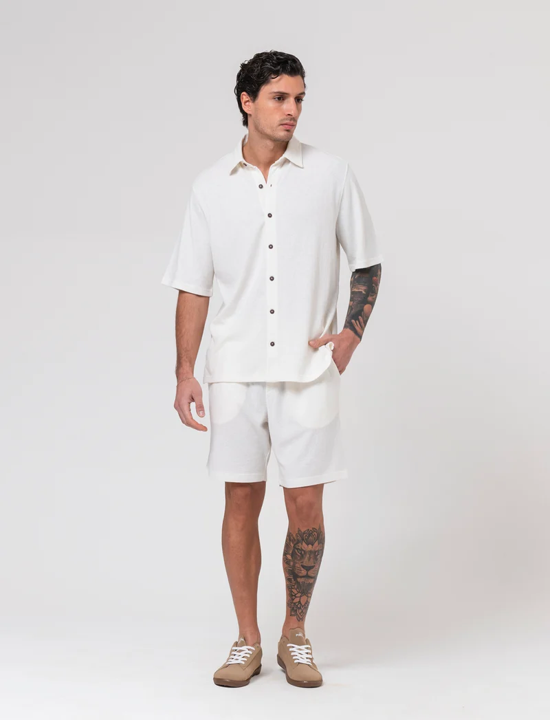 Camicia basic regular fit easy iron da uomo - Bianco sporco