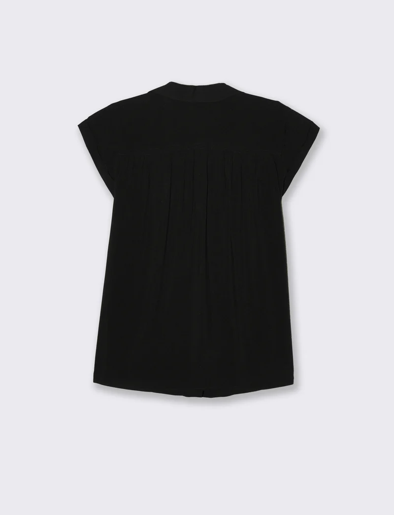 Casacca mezzamanica con scollo a V da donna - Nero