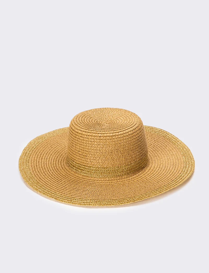 Cappello donna falda larga lurex - Marrone