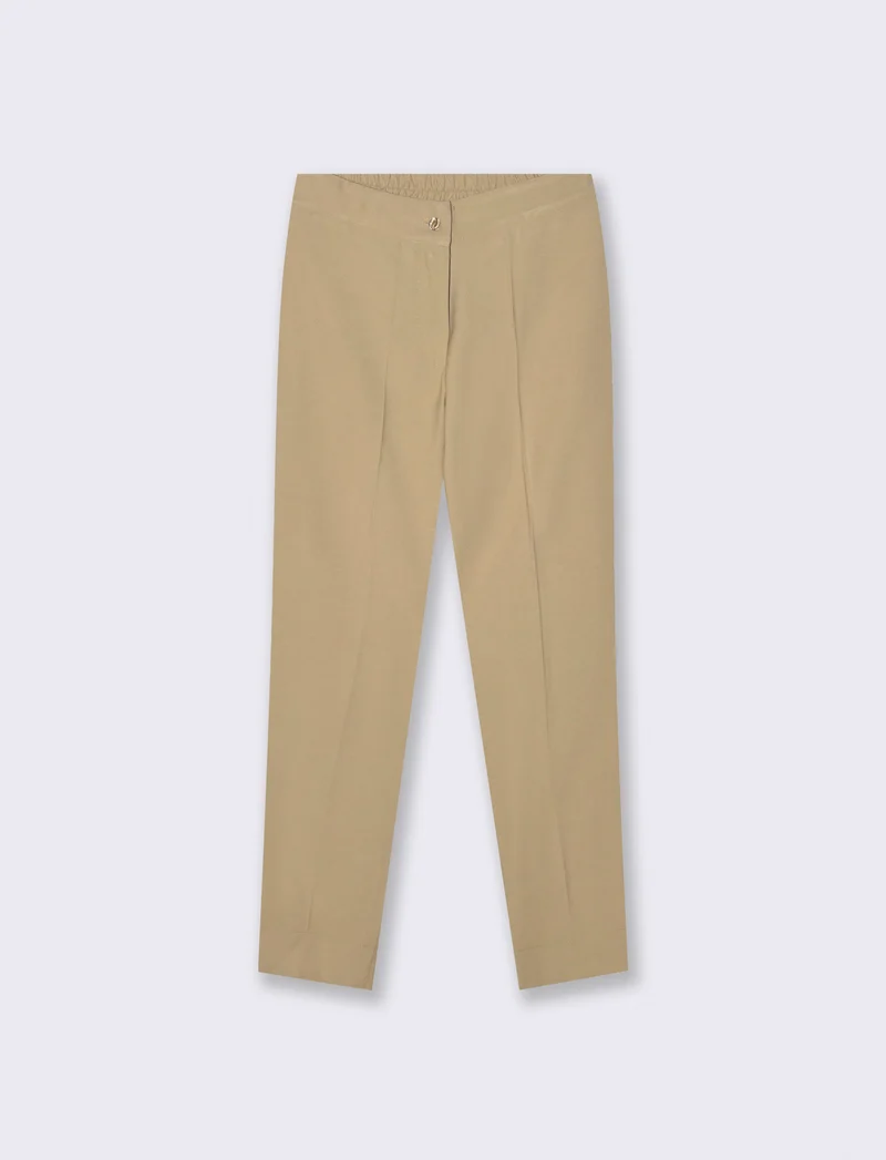 Pantalone regular con bottone gioiello - Cammello