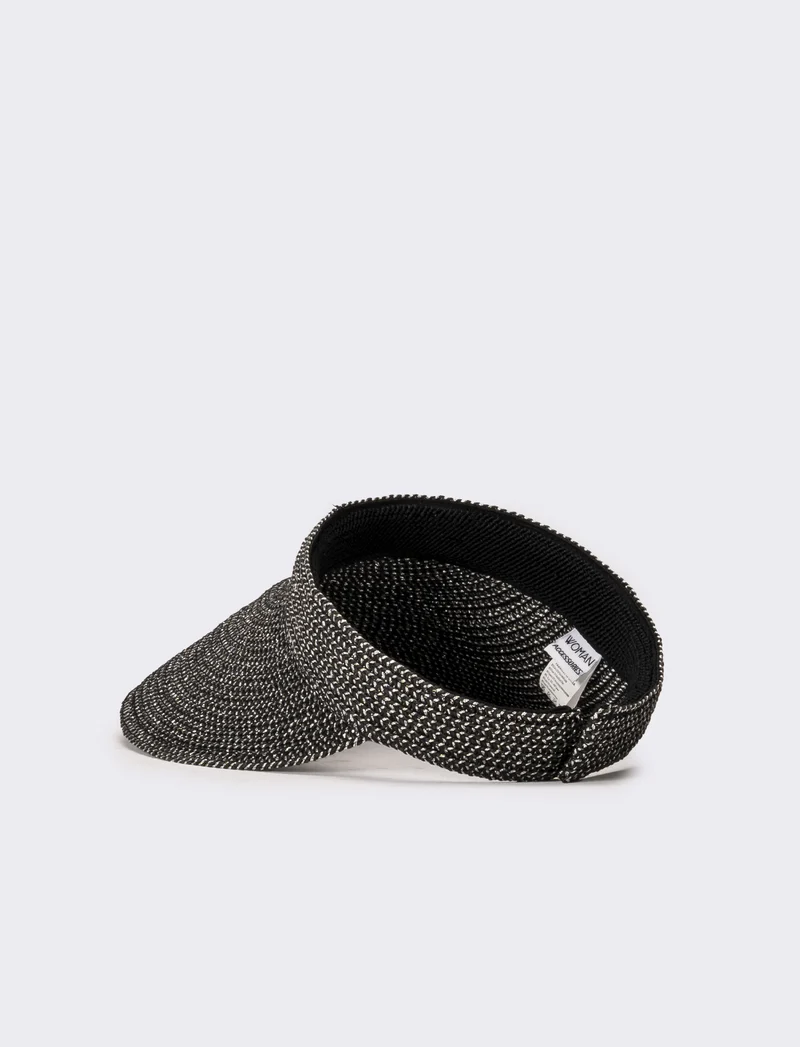 Cappello donna visiera unita in paglia - Nero