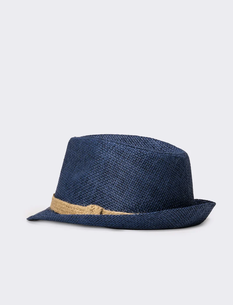 Cappello uomo paglia con treccina - Blu