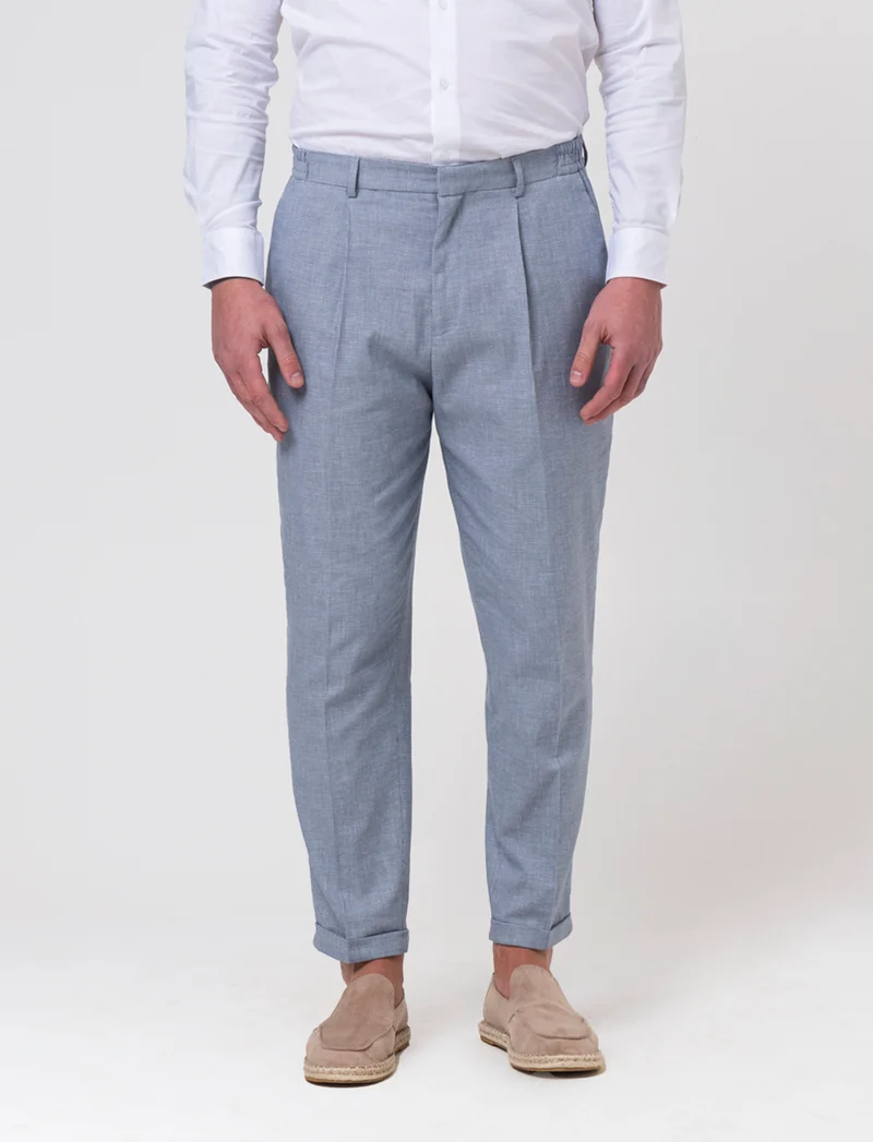 Pantaloni chino in popelin stretch da uomo - Blu