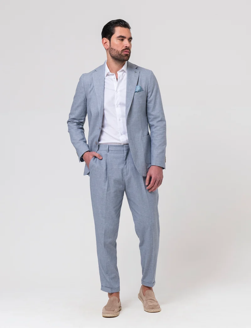 Pantaloni chino in popelin stretch da uomo - Blu