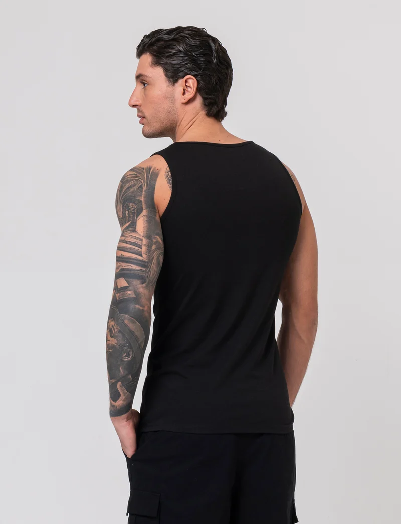 Canotta basic in cotone elasticizzato da uomo - Nero