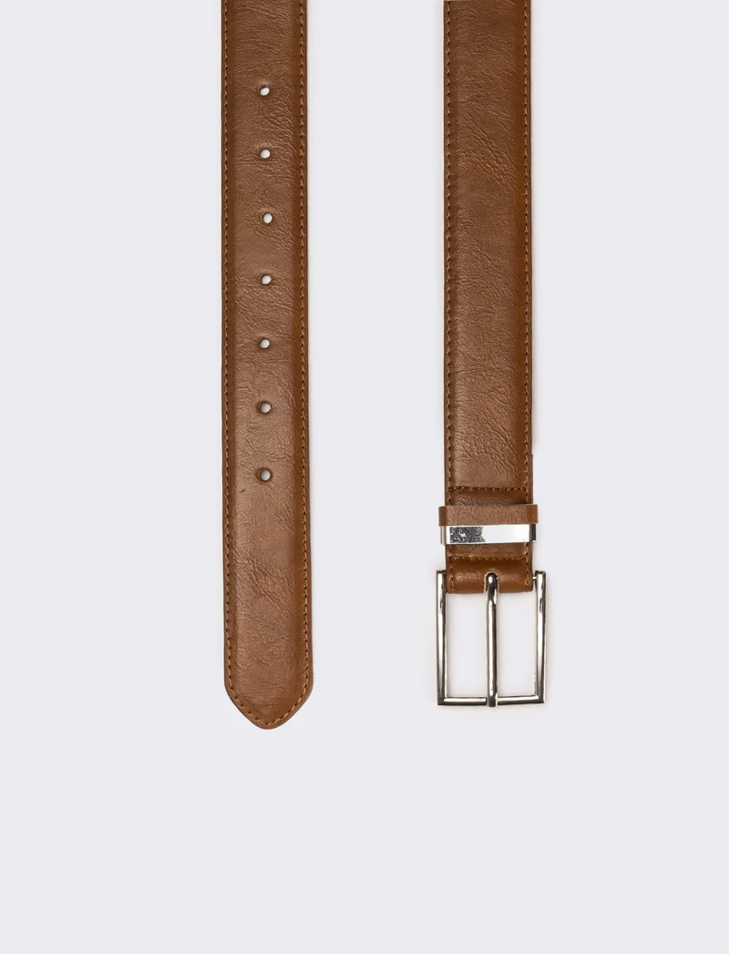 Cintura uomo passante in metallo - Marrone