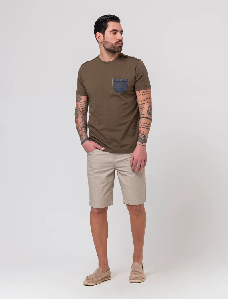Bermuda 5 tasche slim fit da uomo - Beige