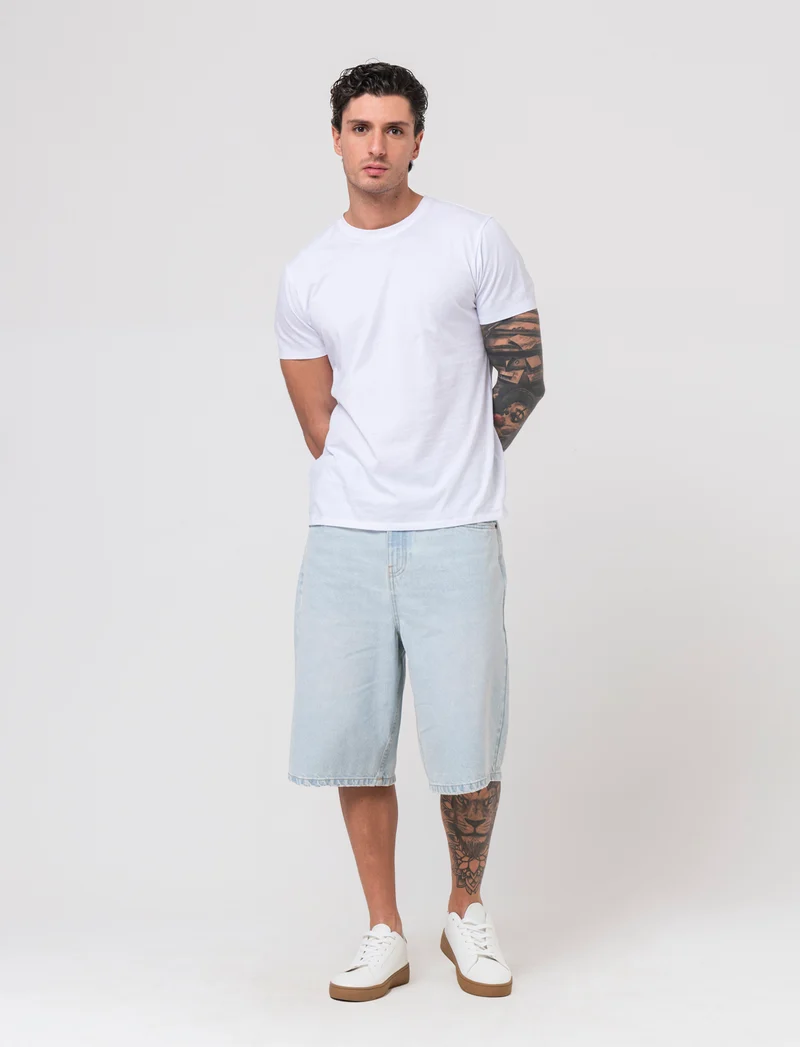 Bermuda di jeans skater da uomo - Denim chiaro