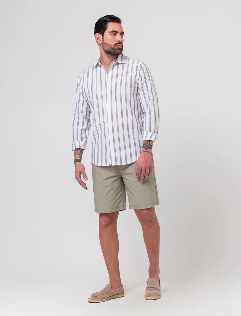 Camicia a righe da uomo - Verde kaki