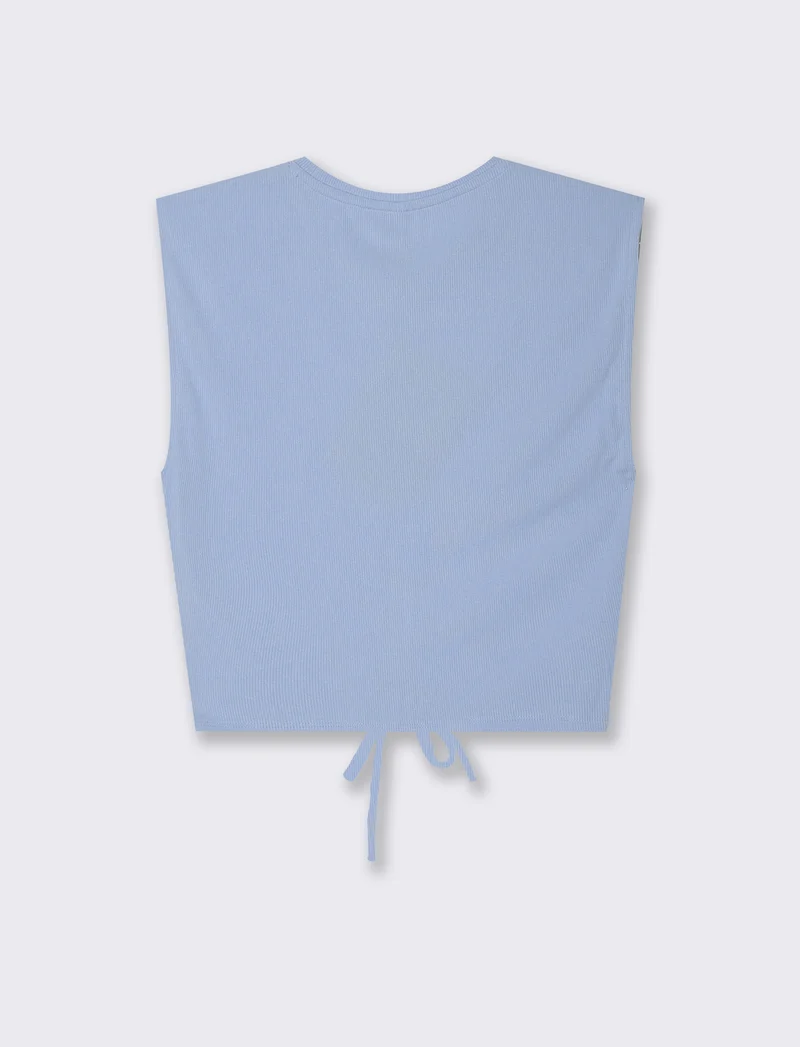 Top con coulisse da donna - Blu chiaro