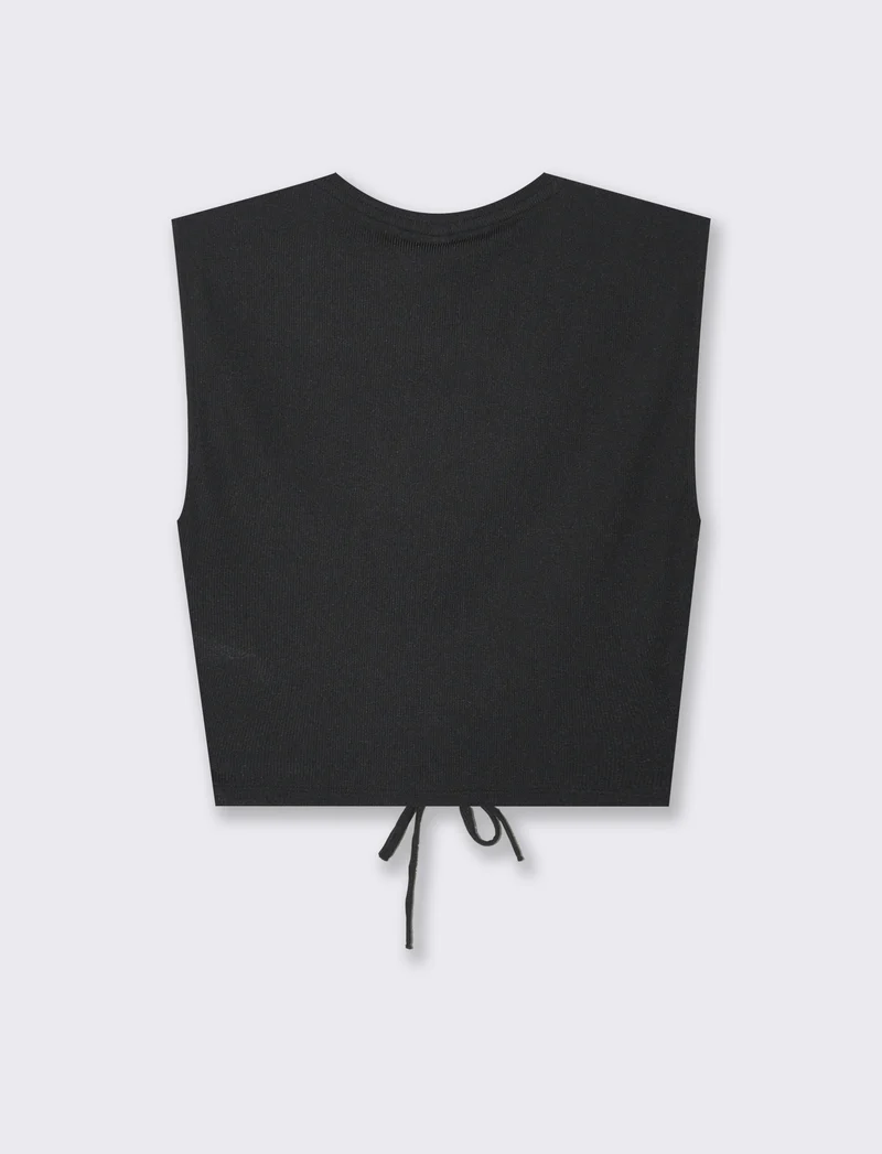 Top con coulisse da donna - Nero