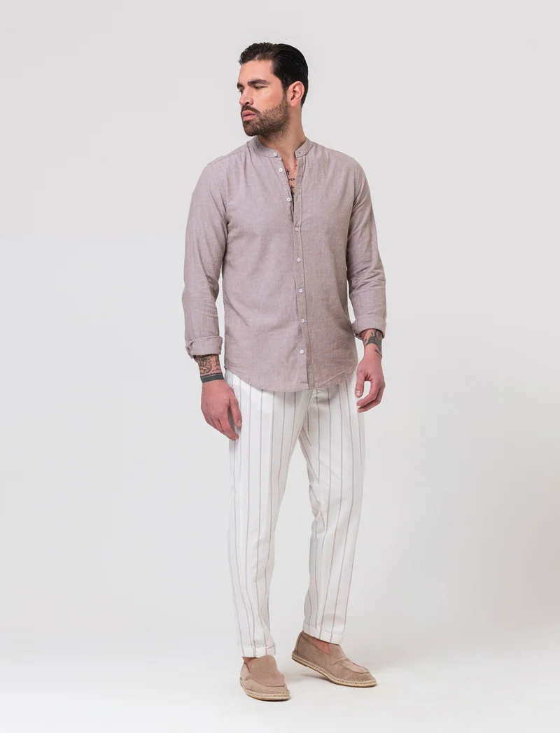 Pantaloni vita jogger misto lino da uomo - Bianco