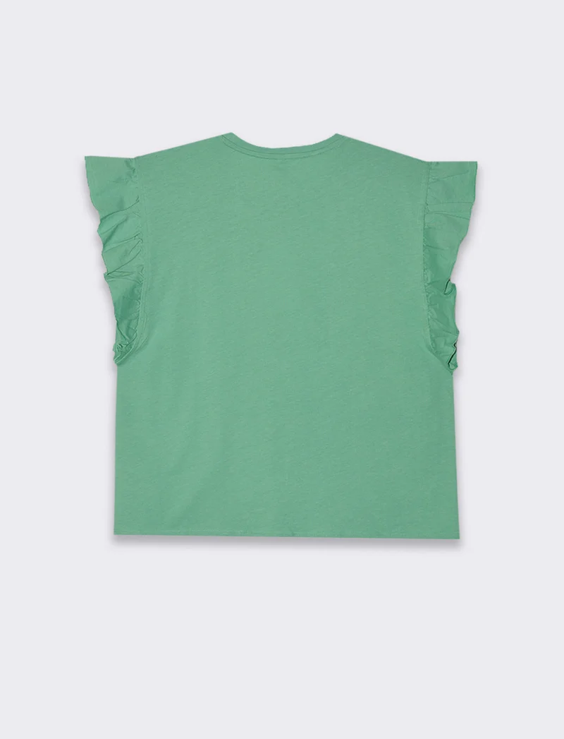 T-shirt con rouches da donna - Verde menta