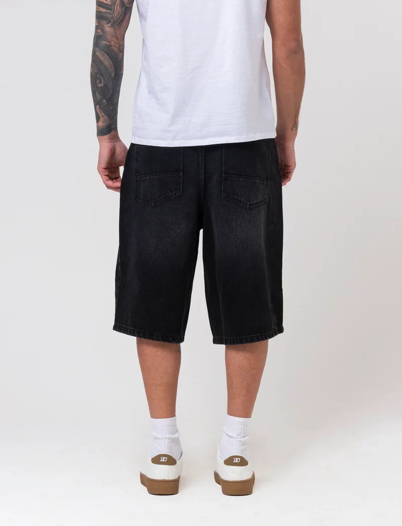 Bermuda di jeans skater da uomo - Nero
