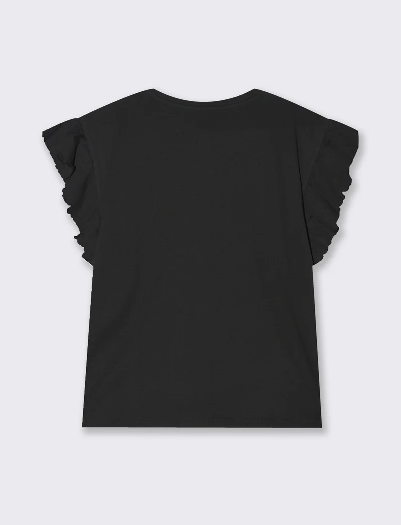 T-shirt con rouches da donna - Nero