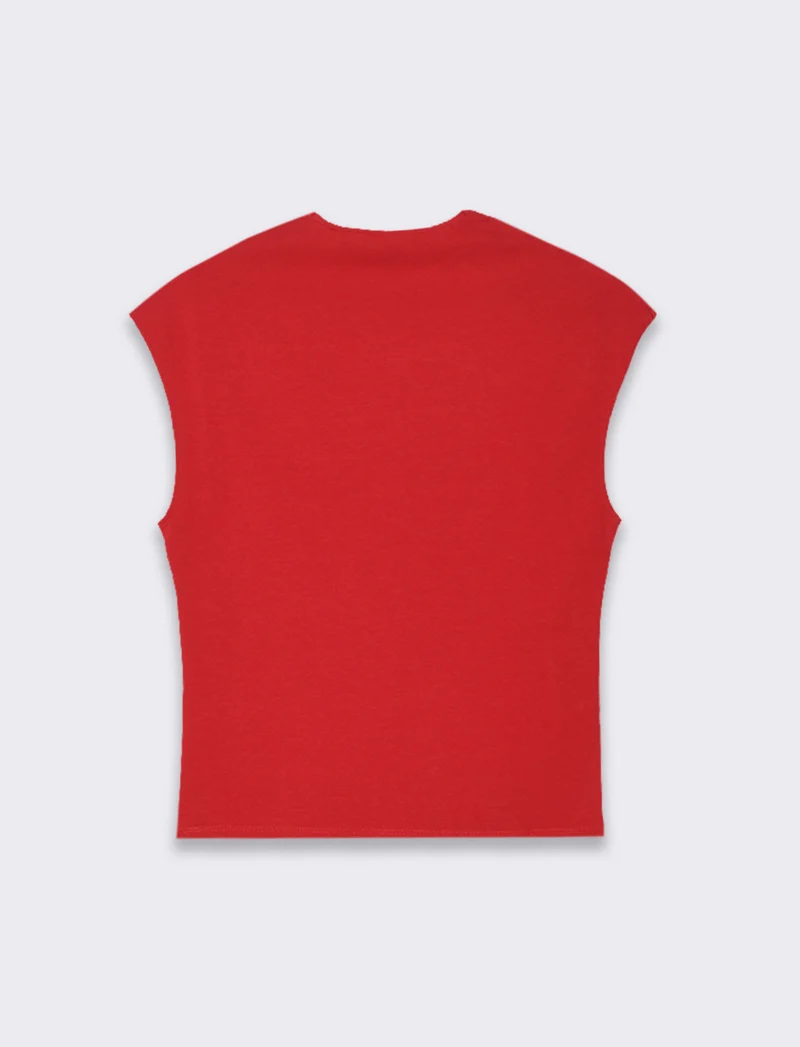 T-shirt scollo quadrato da donna - Rosso scarlatto