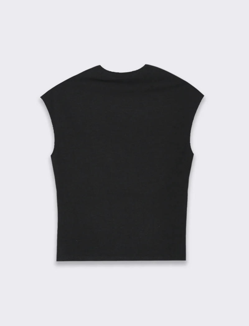 T-shirt scollo quadrato da donna - Nero