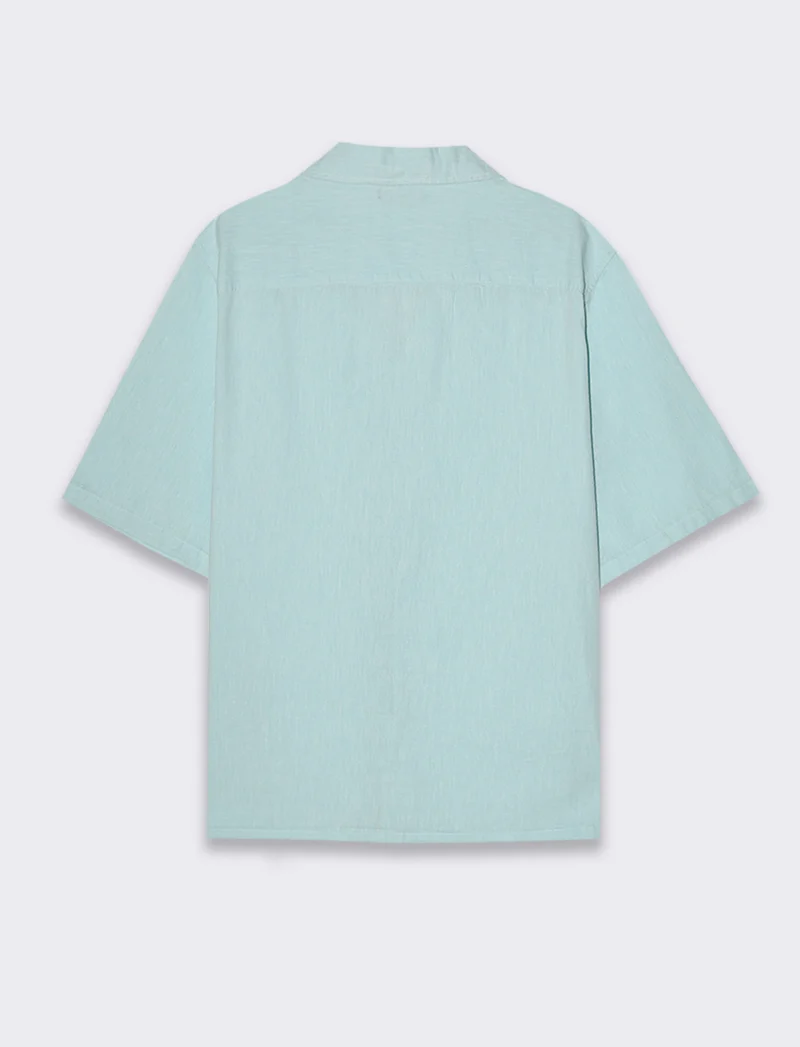 Camicia misto lino effetto melange da uomo - Verde acqua