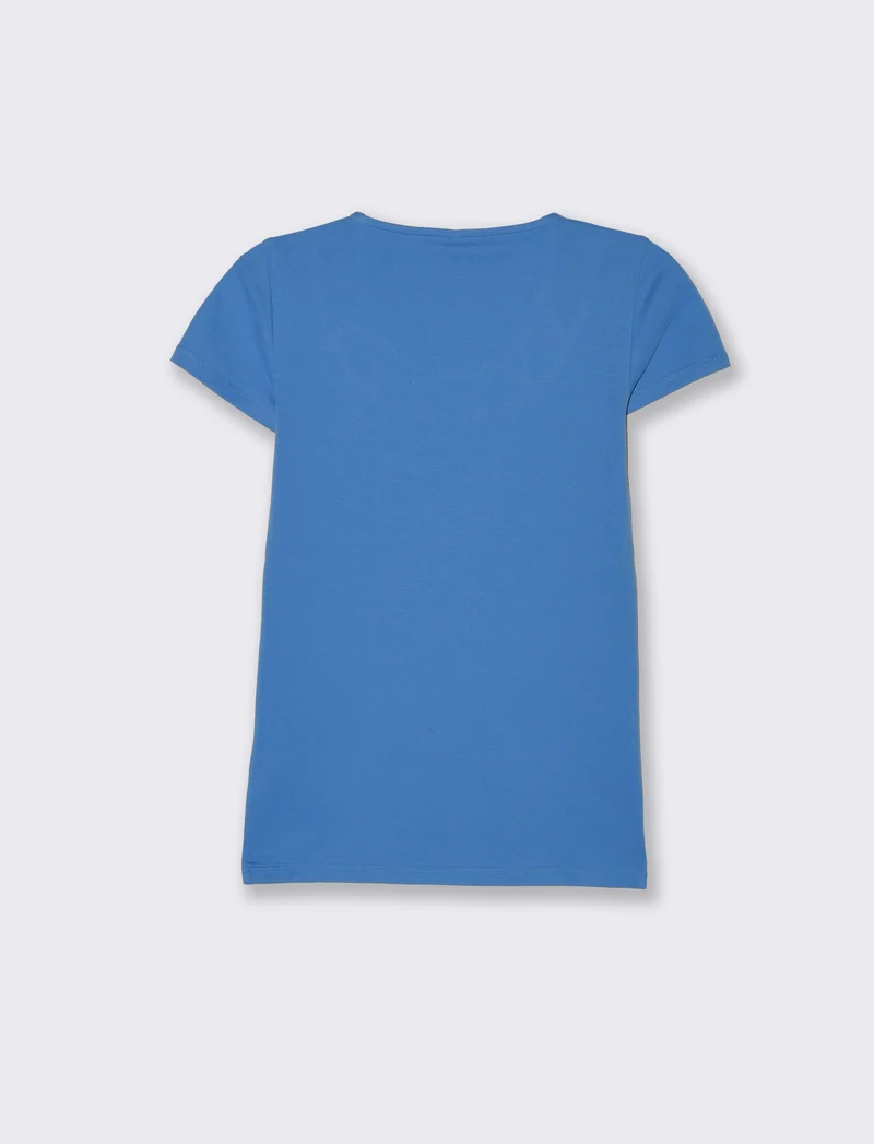 T-shirt con intreccio sul collo da donna - Bluette