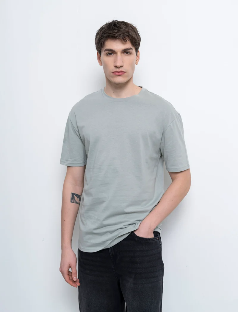 T-shirt basic in cotone boxy fit da uomo - Verde