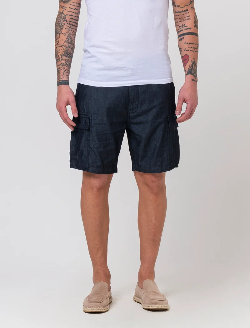 Bermuda leggero cargo fit da uomo - DENIM SCURO