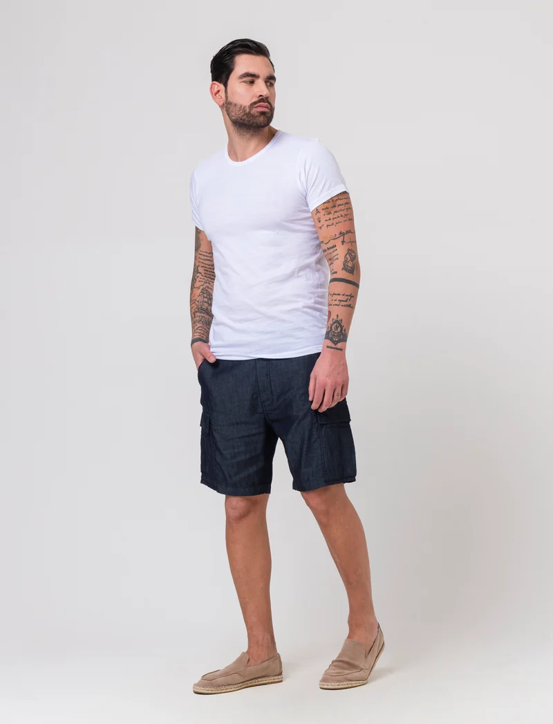 Bermuda leggero cargo fit da uomo - DENIM SCURO