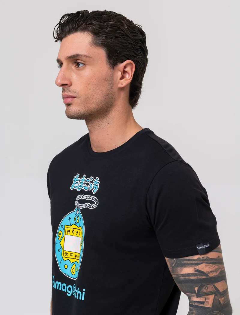 T-shirt stampa tamagotchi da uomo - Nero