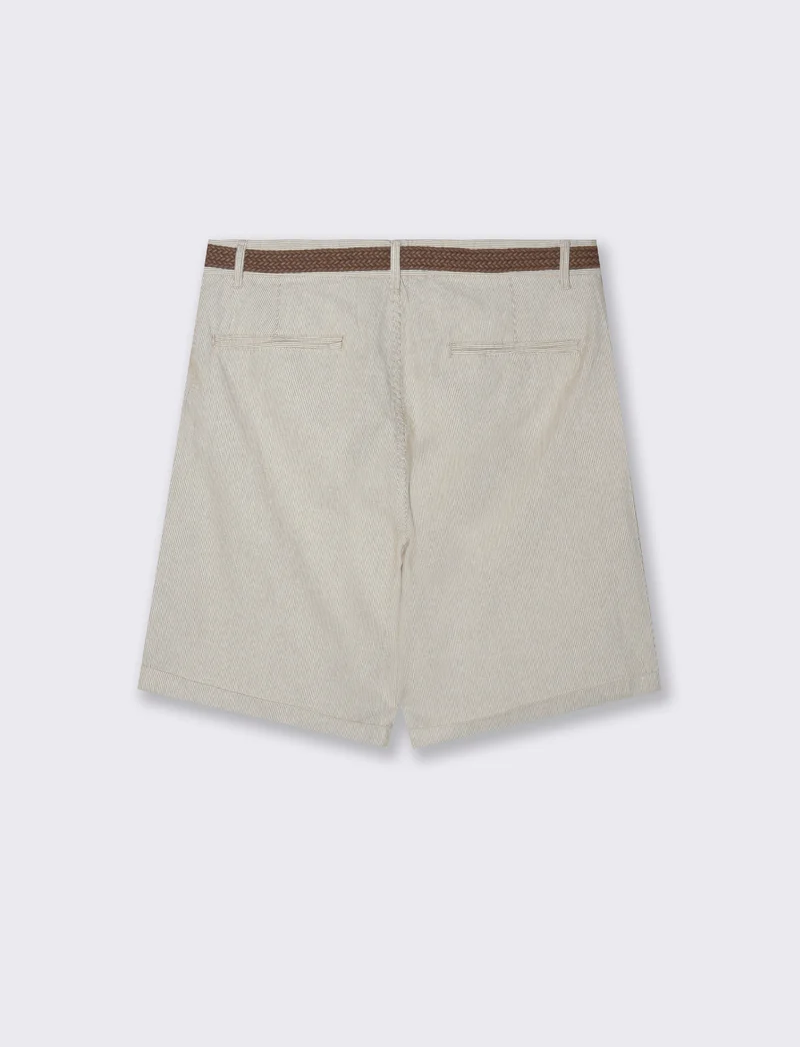 Bermuda a righe con cintura da uomo - Beige