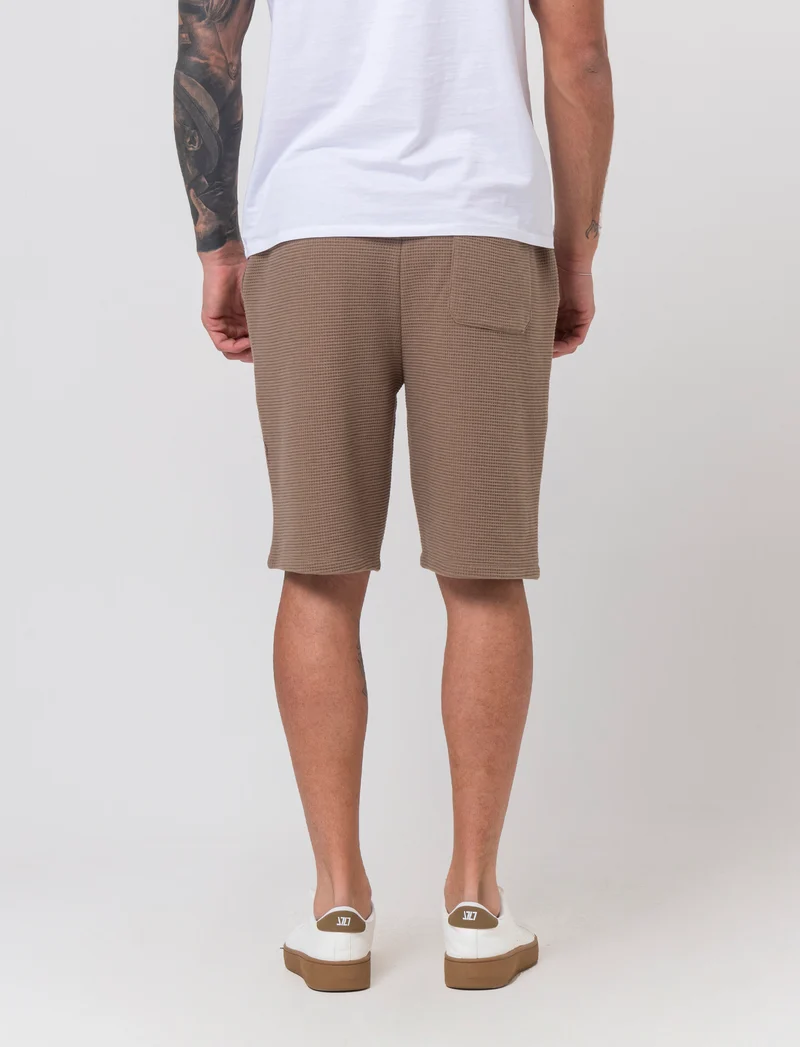 Bermuda jogger struttura waffle da uomo - Grigio tortora