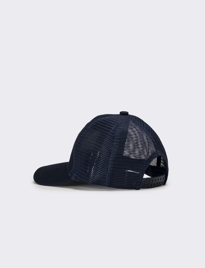 Cappello uomo baseball con rete e patch - Blu