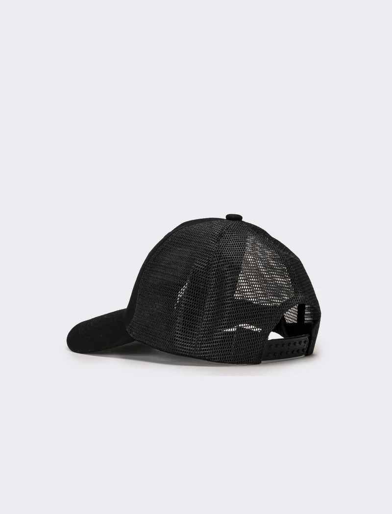 Cappello uomo baseball con rete e patch - Nero