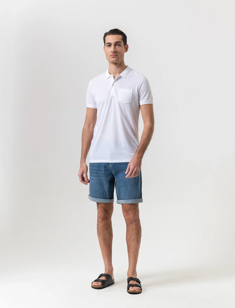 Polo basica con taschino da uomo - Bianco