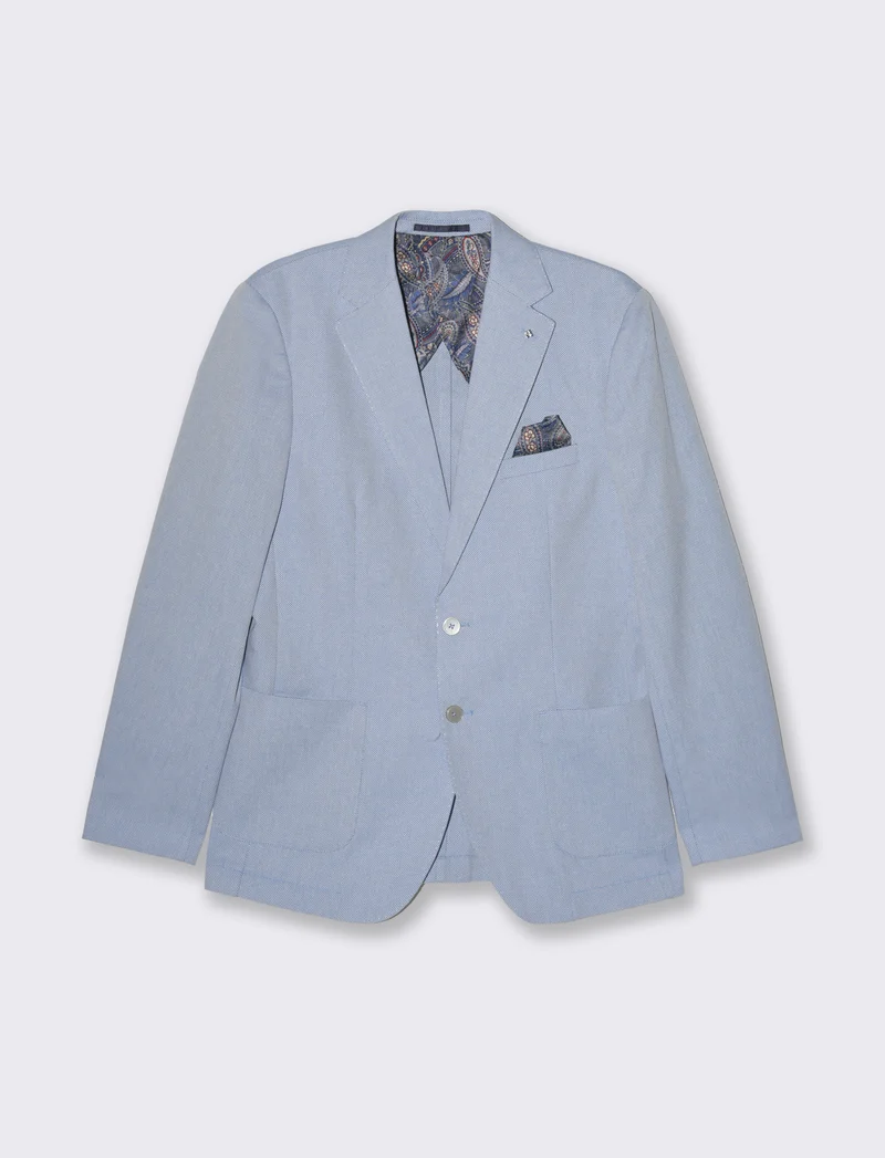 Blazer struttura occhio di pernice da uomo - Celeste