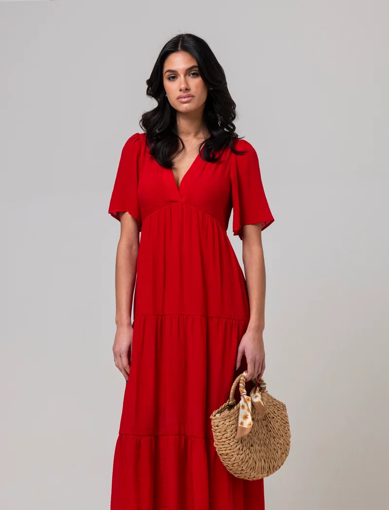 Vestito lungo da donna - Rosso scarlatto