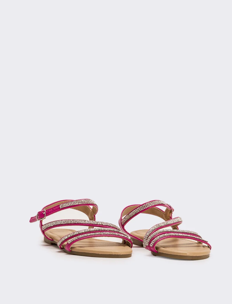 Sandalo da bambina con strass - Fuxia