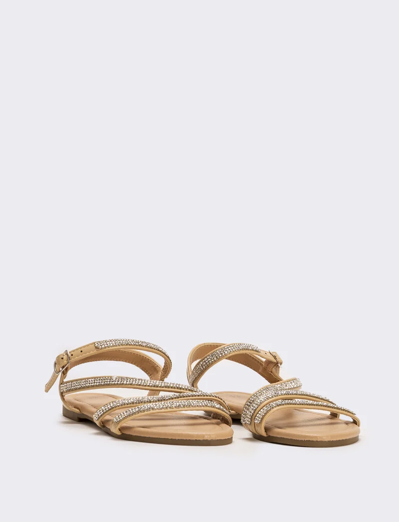 Sandalo da bambina con strass - Beige