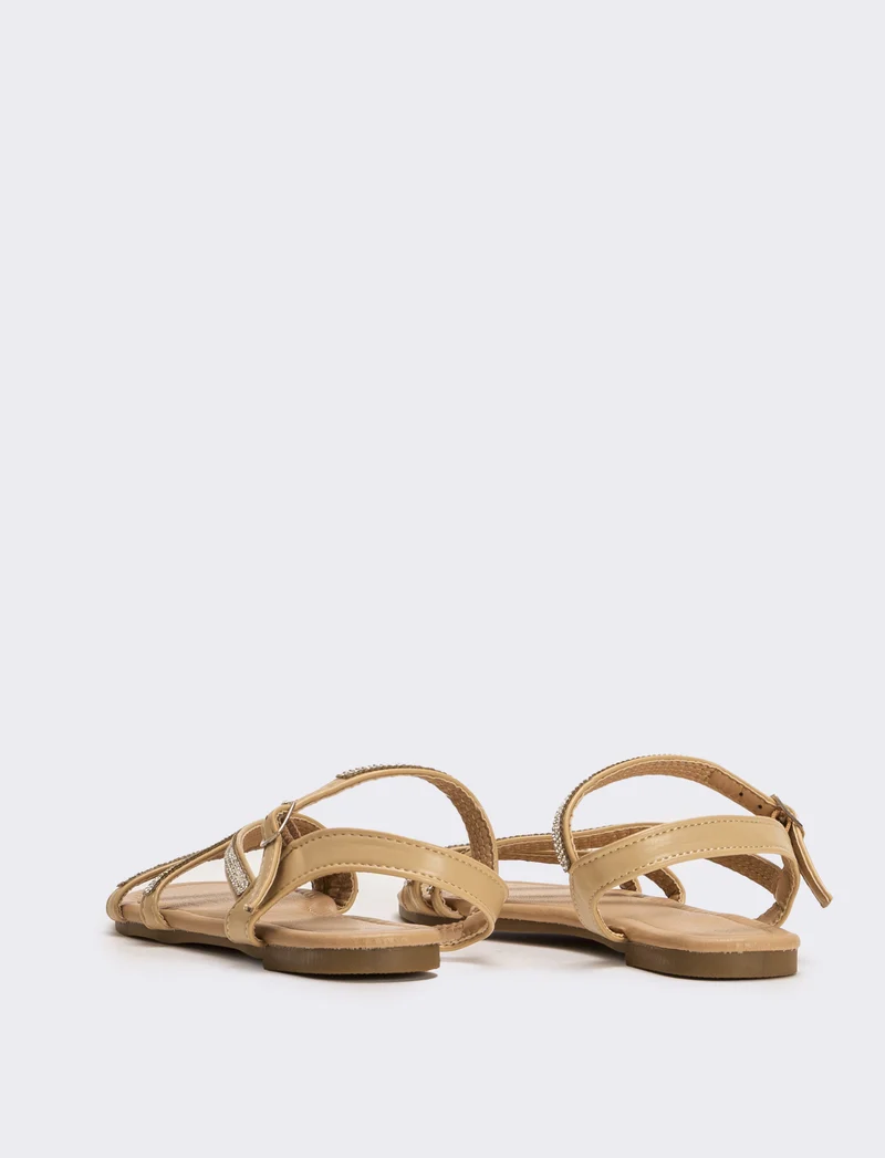 Sandalo da bambina con strass - Beige
