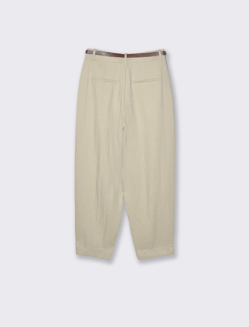 Pantalone con cintura da donna - Beige corda