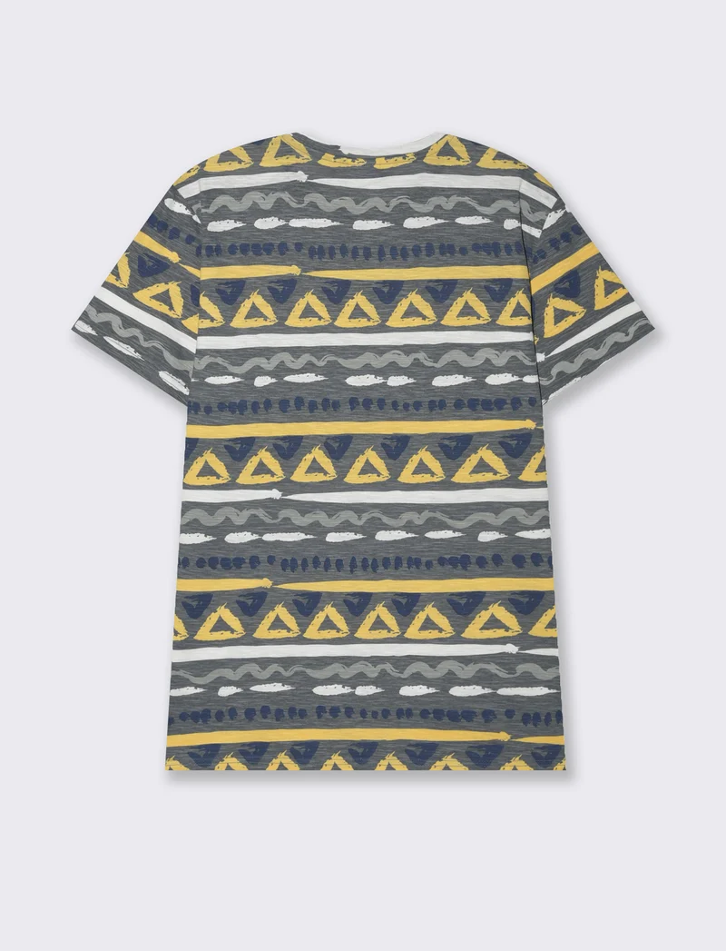 T-shirt in cotone slub con stampa azteca da uomo - Avion