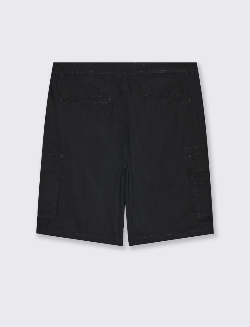 Bermuda cargo in tessuto ripstop da uomo - Nero