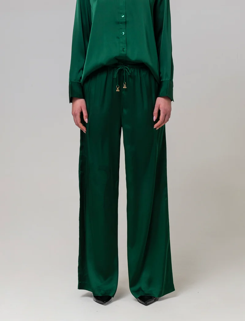 Pantalone con elastico e culisse da donna - Verde