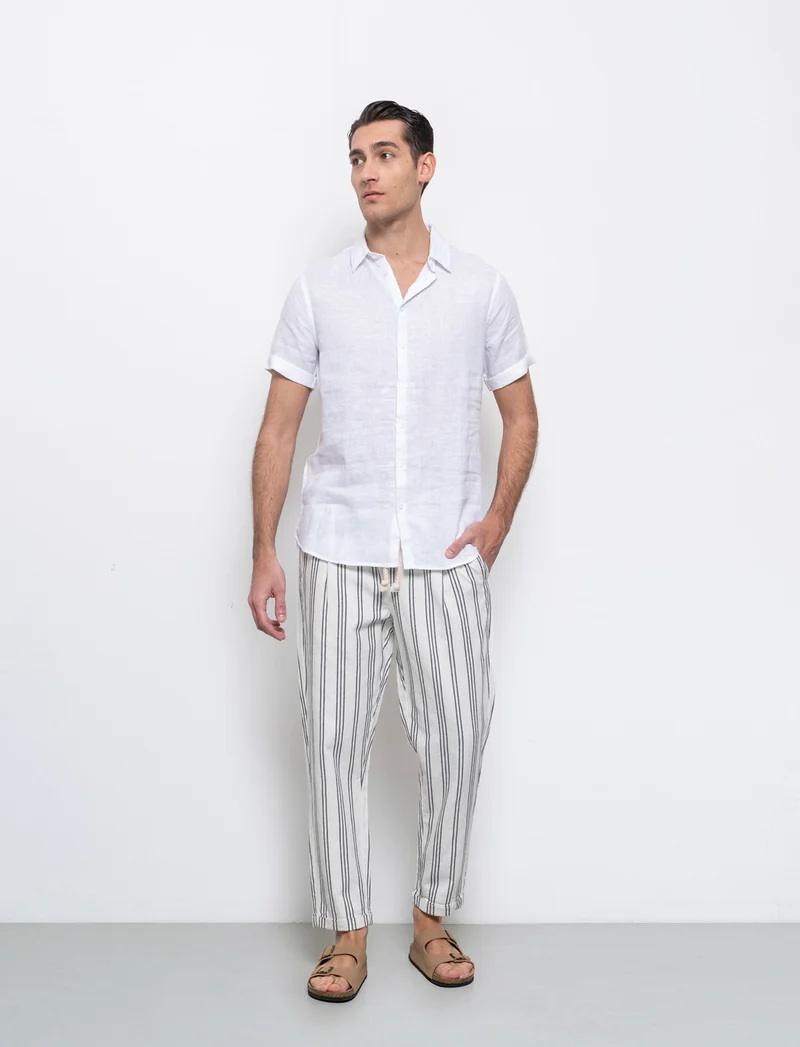 Pantaloni jogger a righe da uomo - Beige ecru