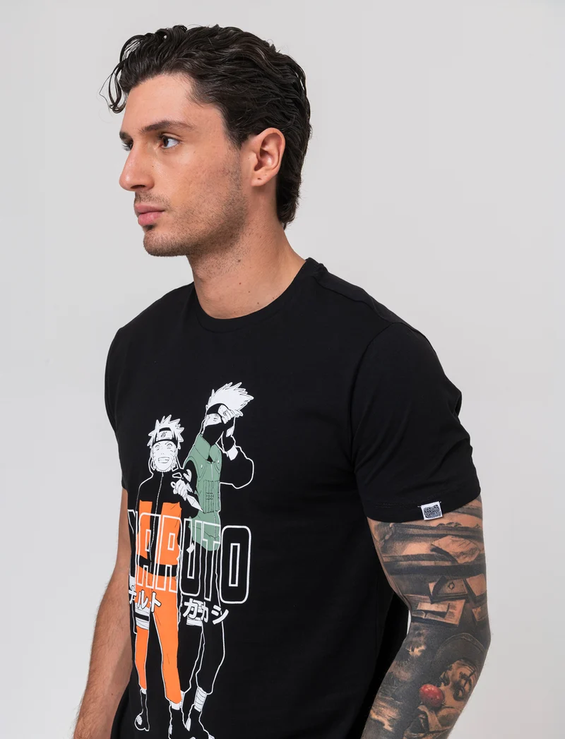 T-shirt stampa naruto da uomo - Nero