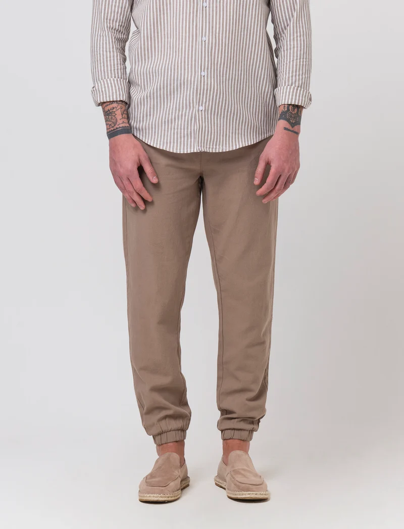 Pantaloni jogger tessuto strutturato da uomo - Grigio tortora