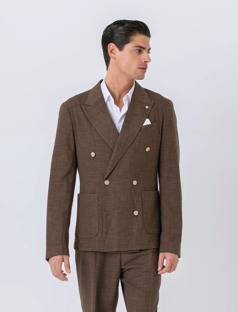 Blazer doppio petto da completo formal fit da uomo - Moro