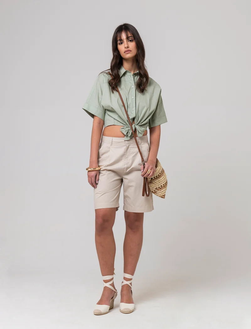Camicia con nodo da donna - Verdino