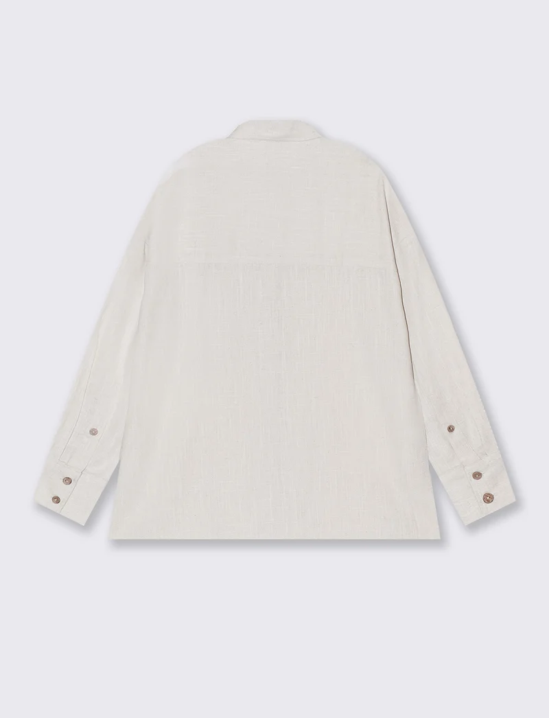 Camicia con bottoni al fondo da donna - Beige corda