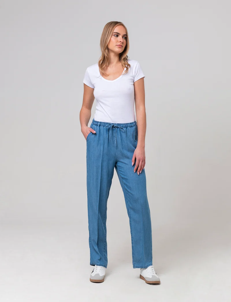 Pantalone con coulisse da donna - Denim